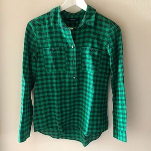 Green Plaid XS Madewell Top